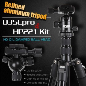 Hpusn 035lpro aluminum tripod + HP221 professional ball head kit Protable Travel SLR camera tripods